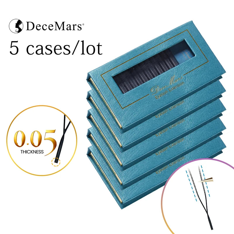 Eyelash Extensions 5pcs Set 0.05mm U-Shaped Flared Lashes for Salon & Personal Use