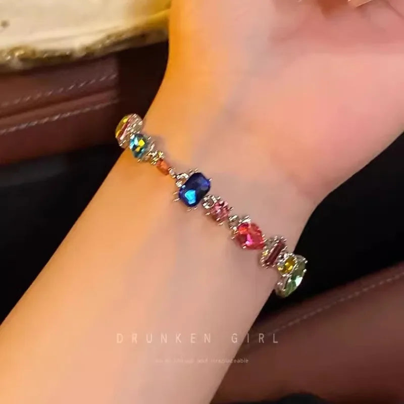 Colorful Zircon Beaded Jewelry Set for Women - Necklace & Bracelet Gift
