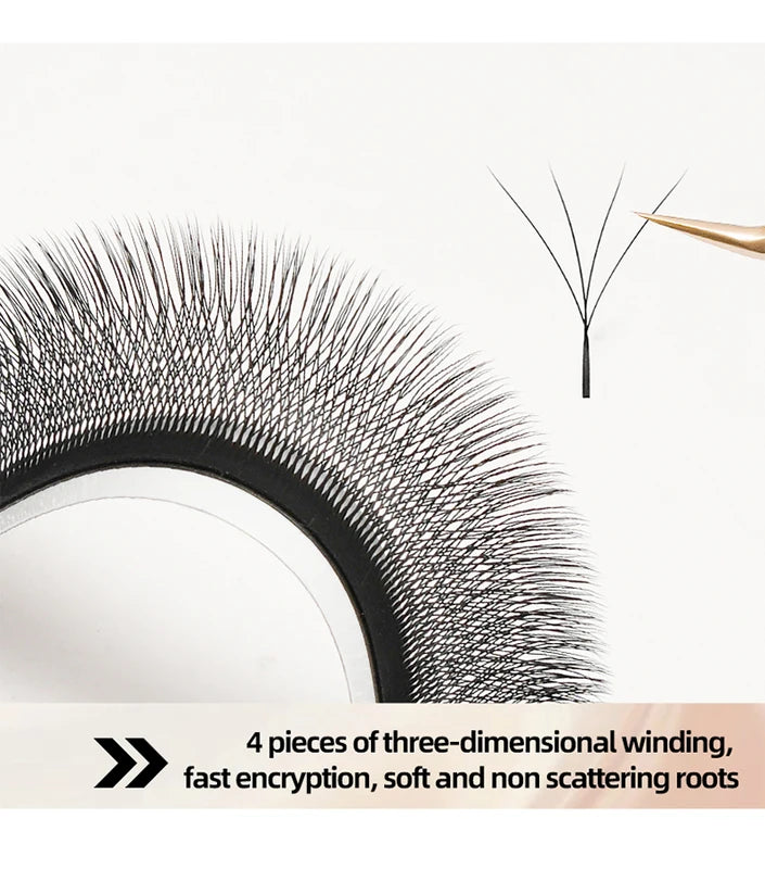Automatic 4D W Shaped Bloom False Eyelashes Extension Soft Natural Light High-Volume