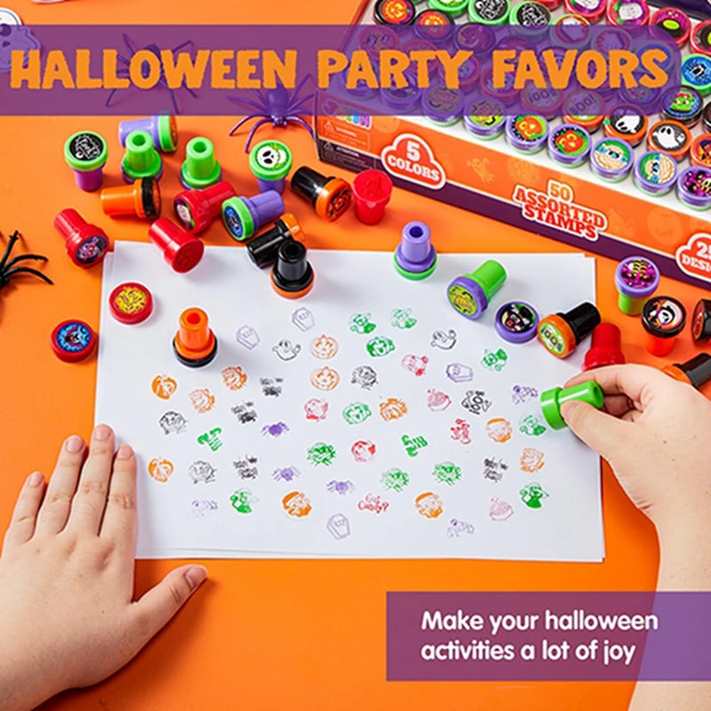 Halloween Party Toy Set - 12/24 Cartoon Pumpkin Bat Seal Kids Favor Gifts