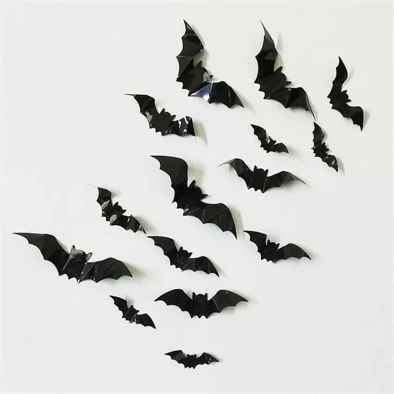 Halloween 3D Bat Wall Stickers - Removable Creepy Decor for Party & Home