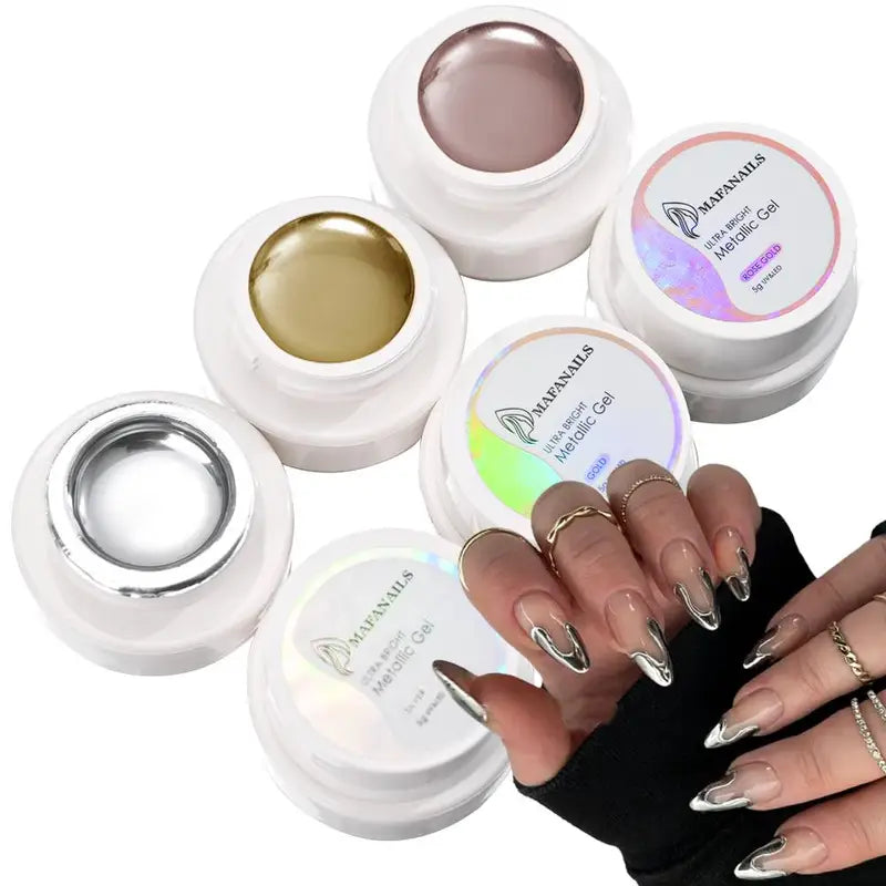 Metallic Nail Polish Set - 3D Chrome Mirror Finish for Manicure & French Art