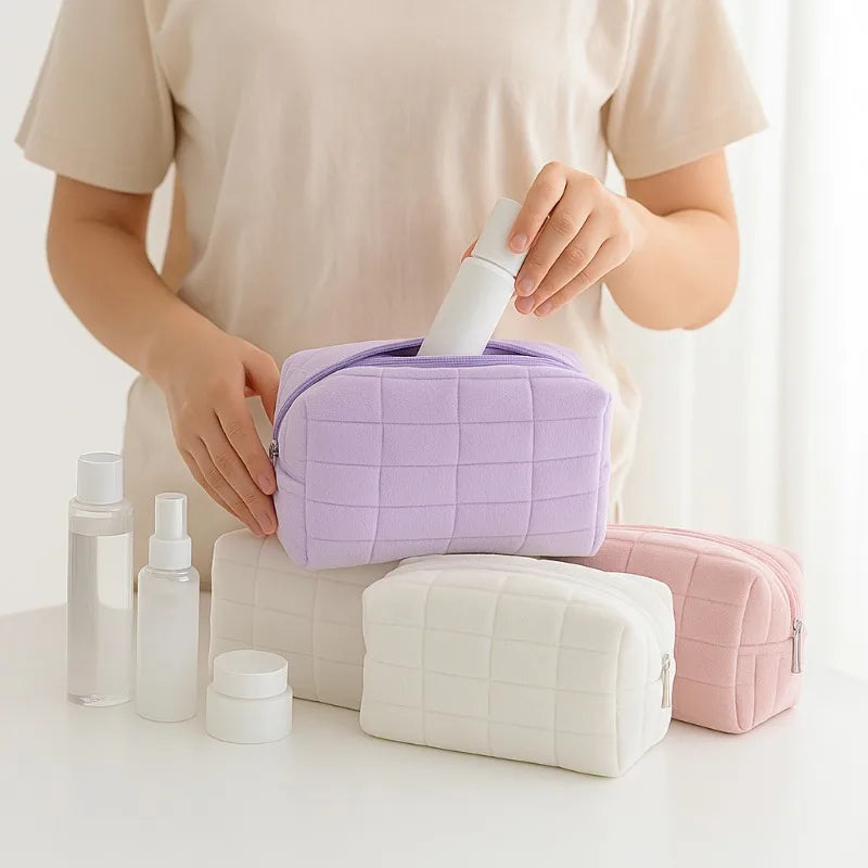 Small Cosmetic Bag for Travel and Makeup Storage - Portable Plush Organizer