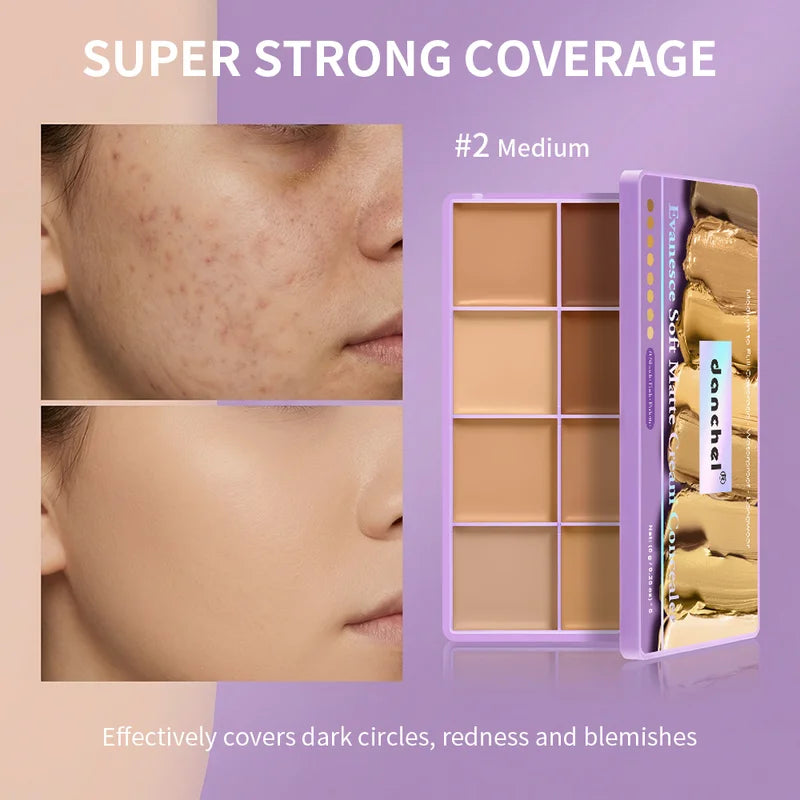 Waterproof Long-Lasting Matte Concealer Palette for Flawless Skin - Multi-Shade