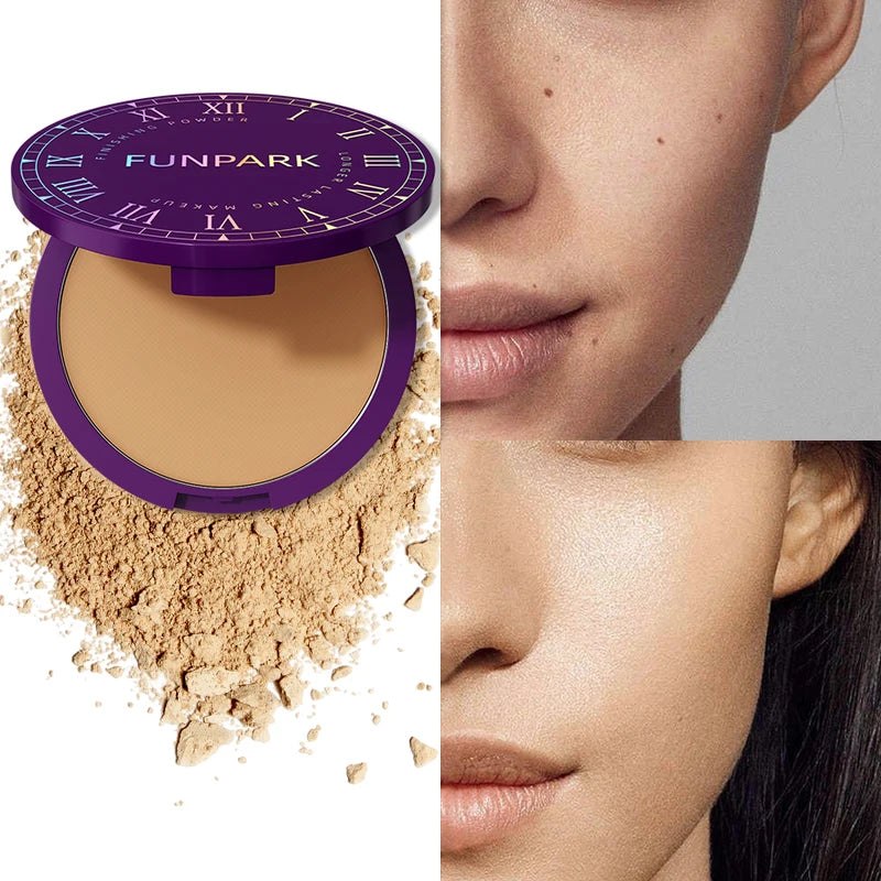 Matte Full Coverage Pressed Powder Foundation - 24H Long Lasting Face Makeup