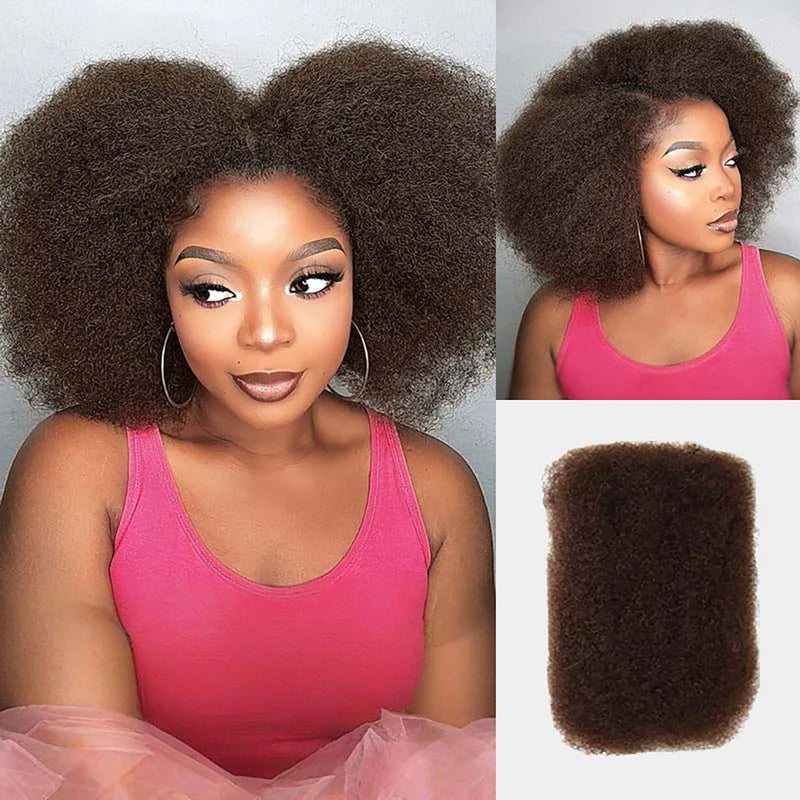 Kinky Human Hair Extensions Bulk for Braiding & Styling - Natural Black & Brown