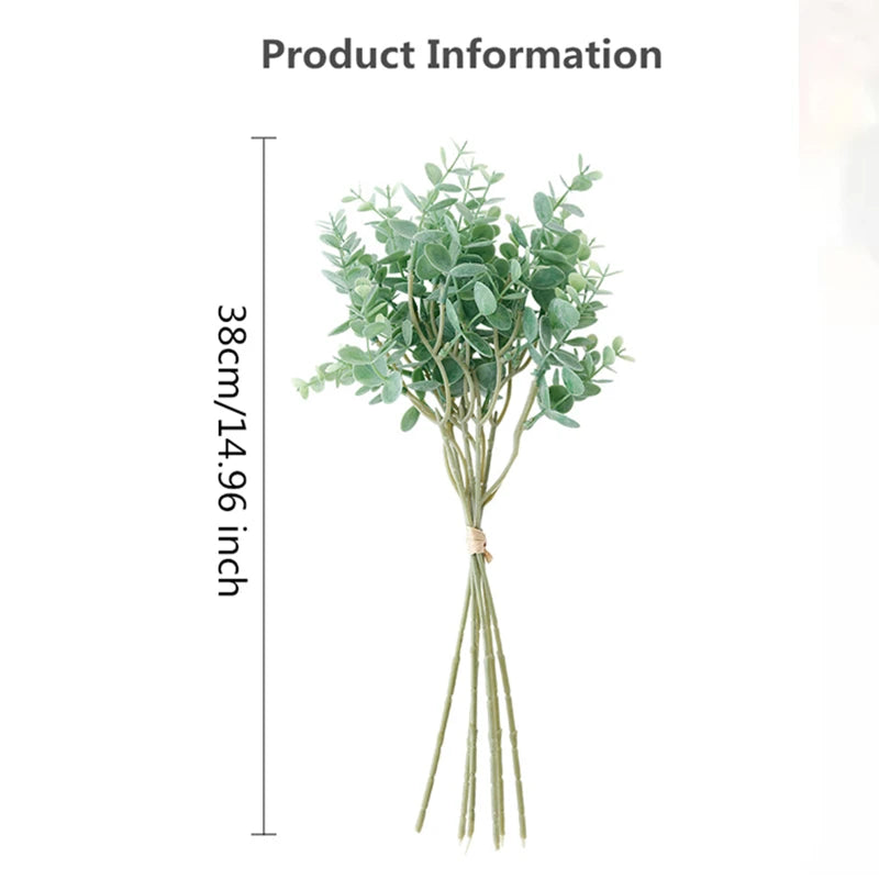Artificial Eucalyptus Flower Bouquet for Home & Wedding Decor - Fake Plant Arrangement