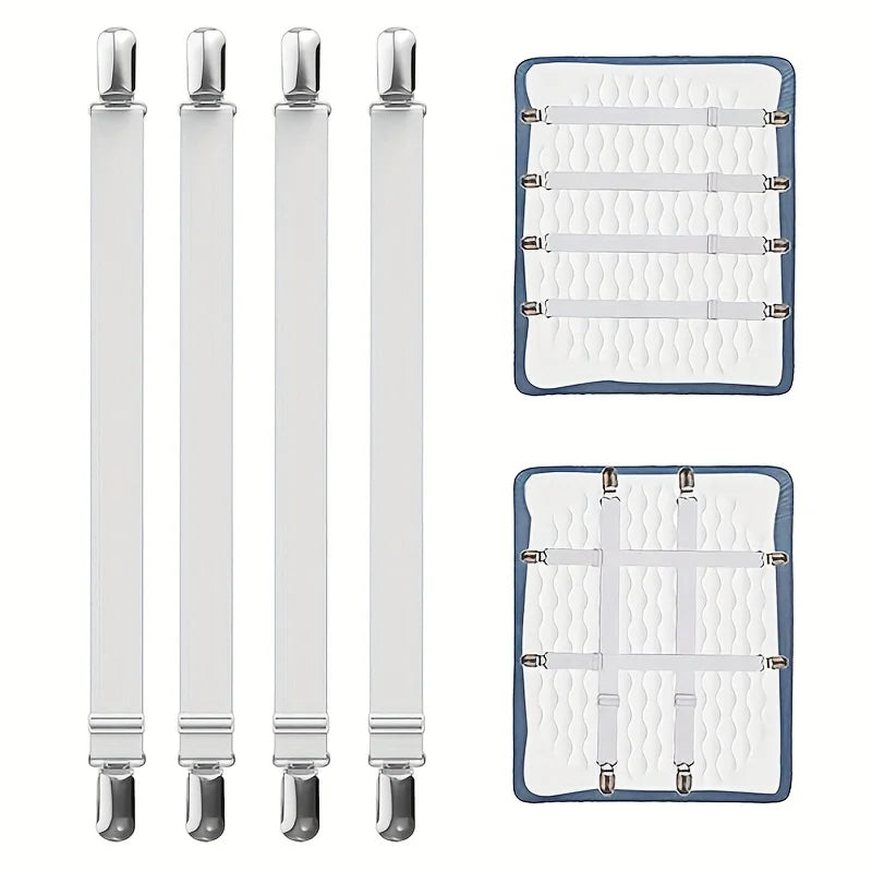 4 Pack Adjustable Bed Sheet Tensioners - Elastic Straps for Bed Sheets
