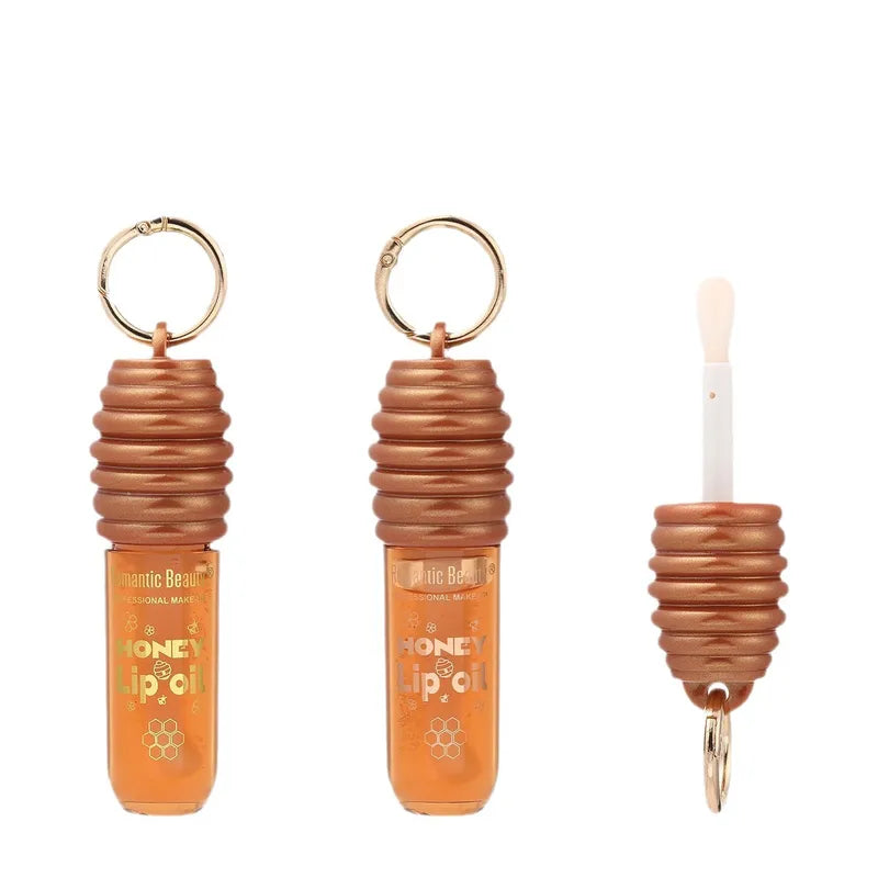 Moisturizing Lip Gloss with Keychain - Hydrating Lip Oil & Lipstick Glaze for Bags