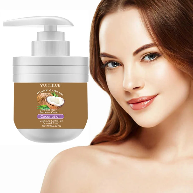Facial Hair Removal Cream 100g - Gentle, Quick & Non-Sticky with Coconut Oil