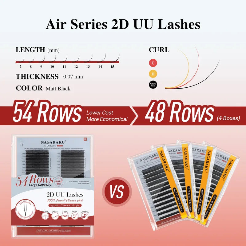 54 Rows U Shape 2D UU Hand Woven Natural Eyelash Extension Mesh Net for Lash Artists