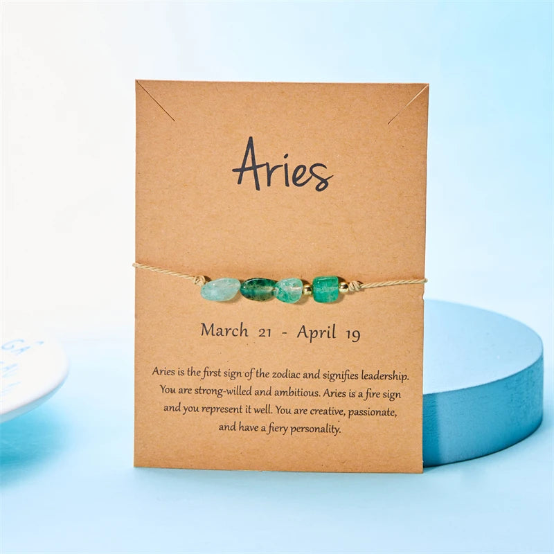 Constellation Sign Natural Stone Bracelet for Women and Kids - Handmade Jewelry Gift