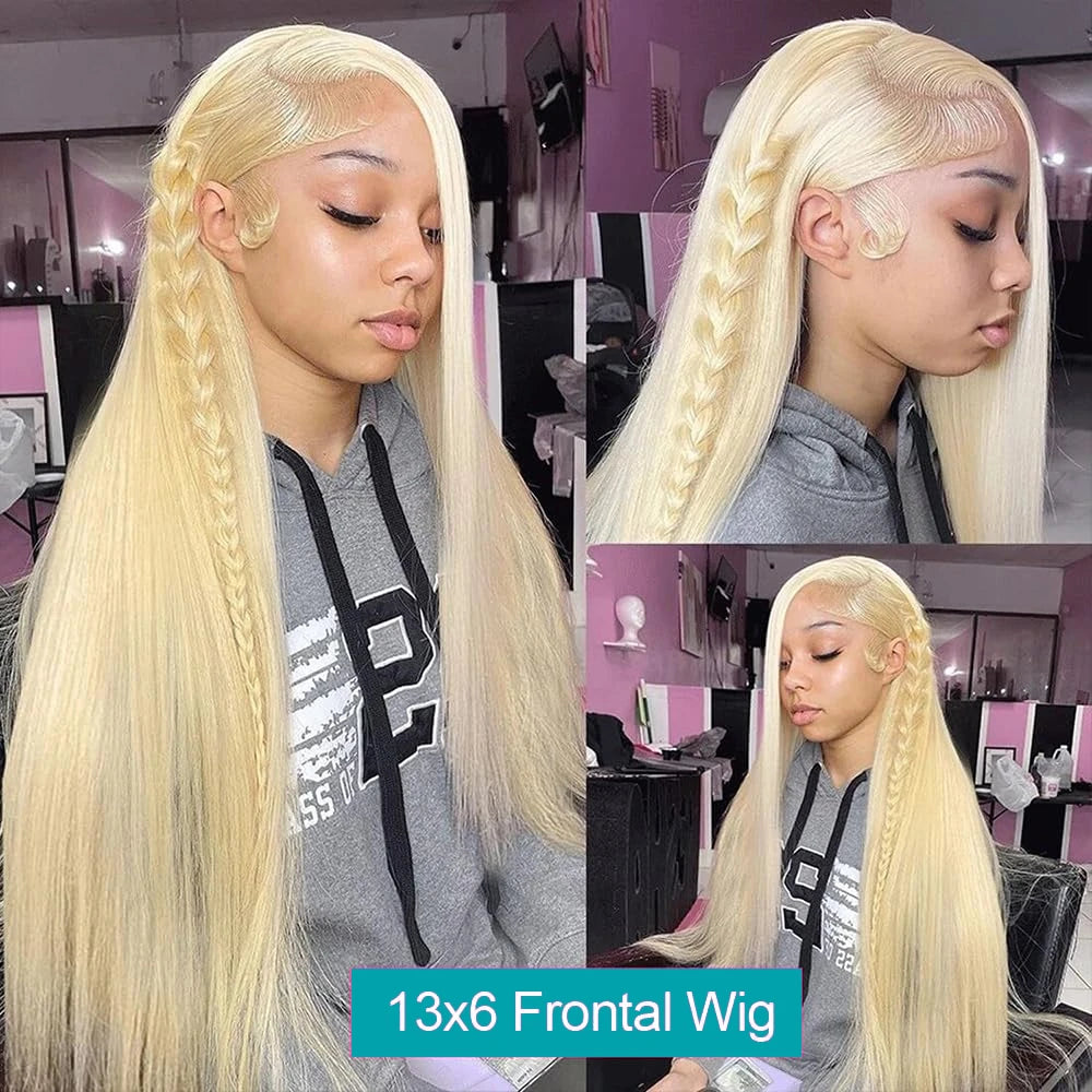 Full Lace Front Wigs 13x4 13x6 HD Transparent Lace Human Hair Wig Blonde Straight 46 Inches