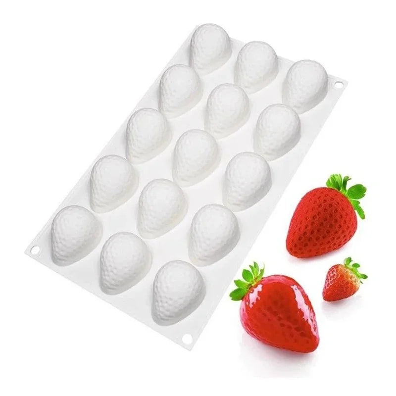 15 Cavity Strawberry Silicone Baking Mold for Cake Chocolate Decoration