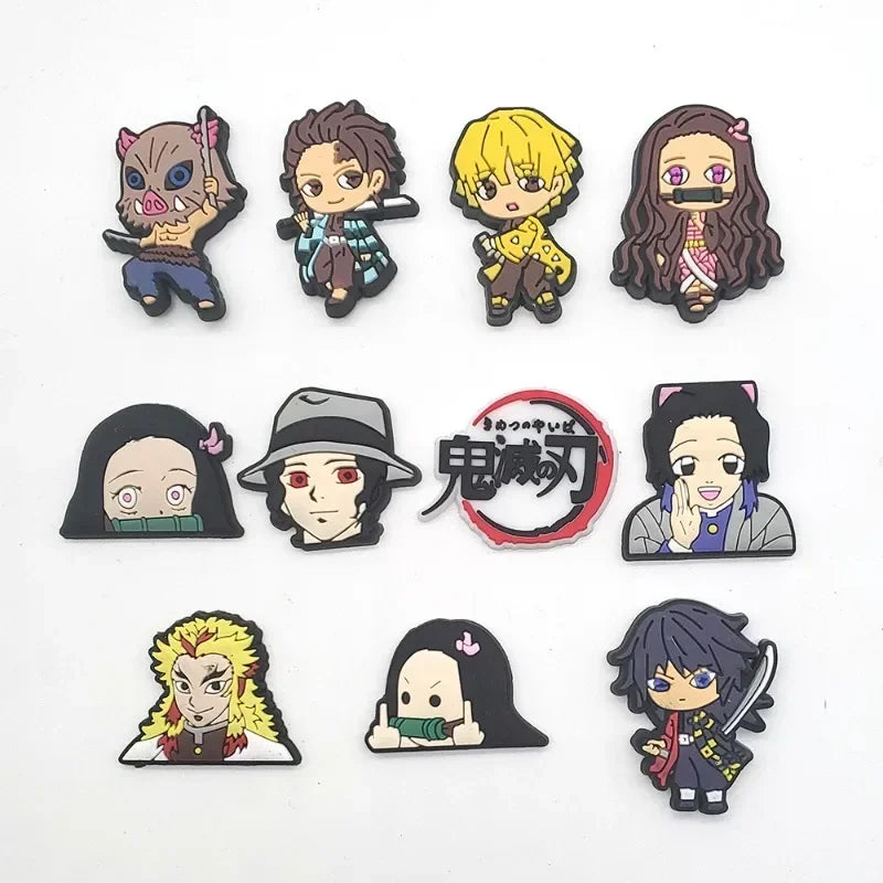 11Pcs Demon Slayer Charm Collection for DIY Sandal Decorations & Crocs Party Gifts