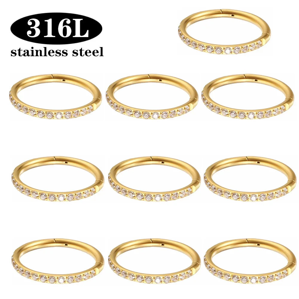 1/10PCS Stainless Steel Nose Ring Hoop Earring Piercing Body Jewelry for Women