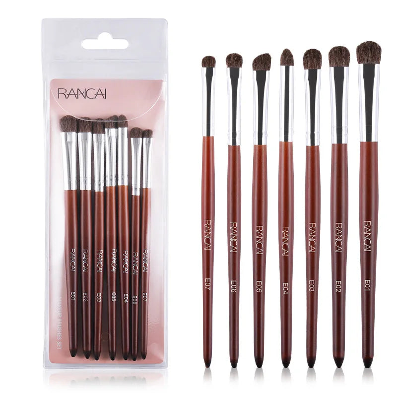 7-Piece Eye Makeup Brush Set with Soft Bristles for Eyeliner, Eyebrow, Contour — Portable Makeup Kit