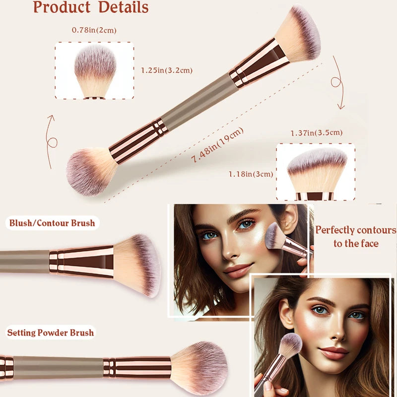 Double-Ended Makeup Brush Set for Liquid Powder and Cream Blending – 2 Pieces