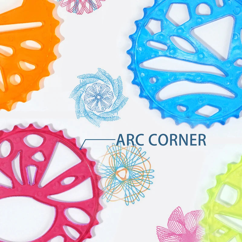 Drawing Art Spirograph Set for Kids - Fun Spiral & Gear Design Toys in Pink & Blue