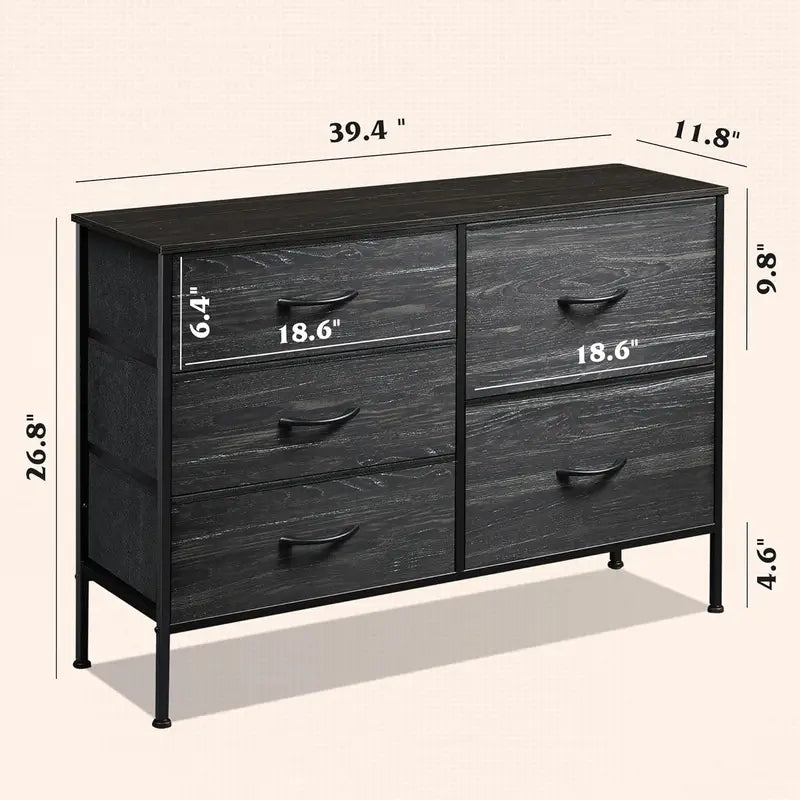 Fabric Dresser with 5 Storage Drawers - Multi-Use Bedroom & Living Room Organizer