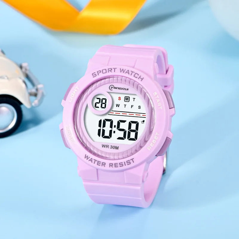 Children's Waterproof LED Alarm Clock with Night Light & Fashionable Color Options