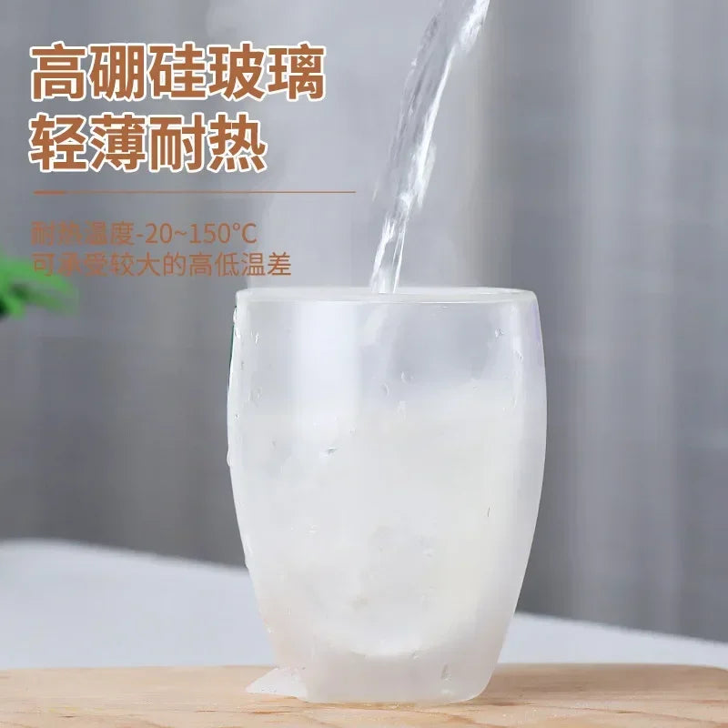 Heat Resistant Double Wall Glass Cups Set of Multiple Sizes for Coffee Tea Water