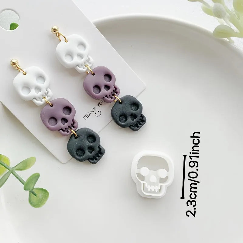 Halloween Skull Polymer Clay Cutter Mold for Beaded Jewelry & Earrings