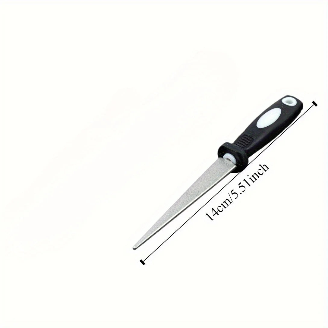 Diamond Sharpener Stone Double-Sided Flat & Curved Design Easy Grip Handle