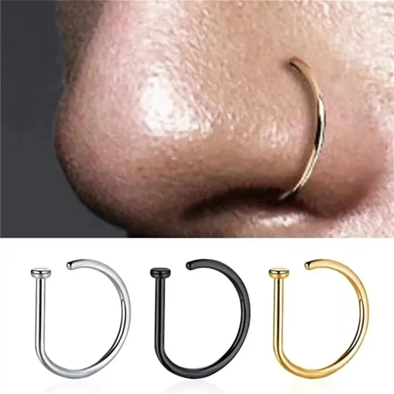 Unisex Fake Nose Ring Earrings Non Piercing Clip Body Jewelry Stainless Steel