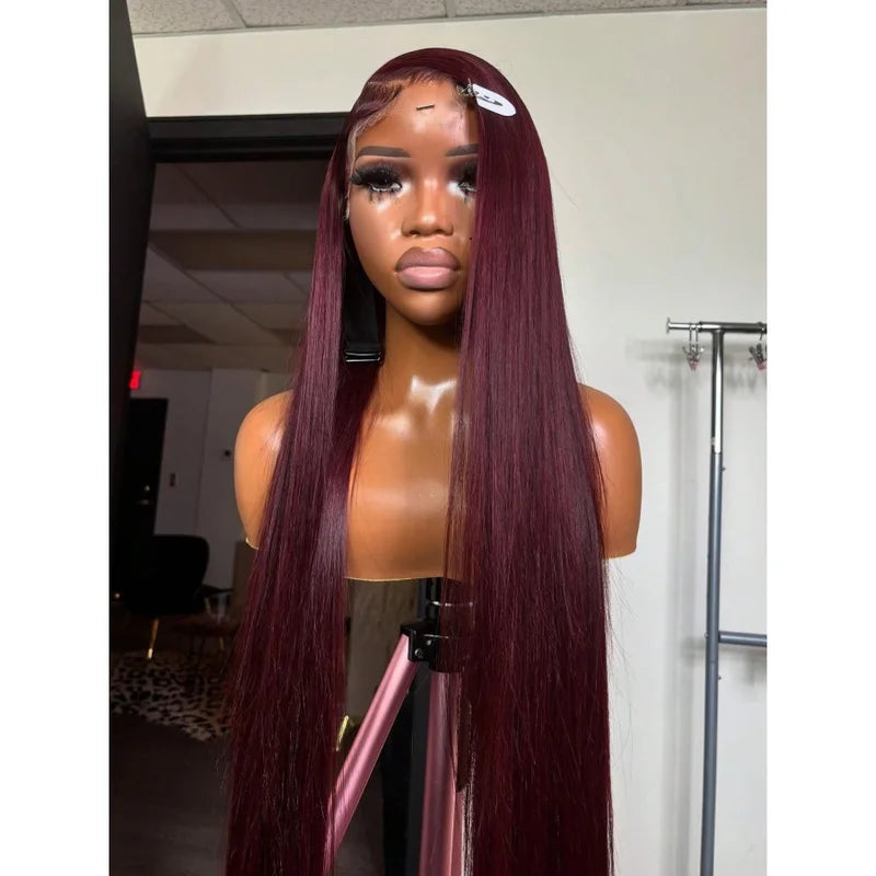 Burgundy Lace Front Wig 13x4 Straight 99J Colored Wigs with Baby Hair