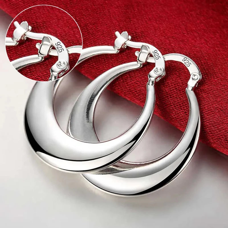 Sterling Silver Hoop Earrings for Women - Round Circle Jewelry, Wedding & Engagement Charm