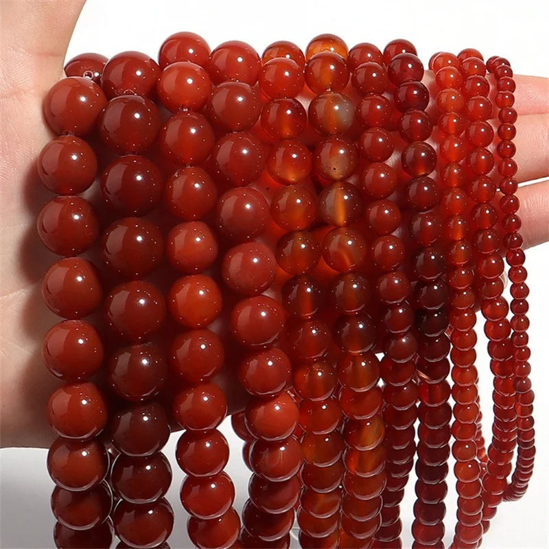 Natural Stone Beads for Jewelry Making - Round Carnelian Agate Loose Beads