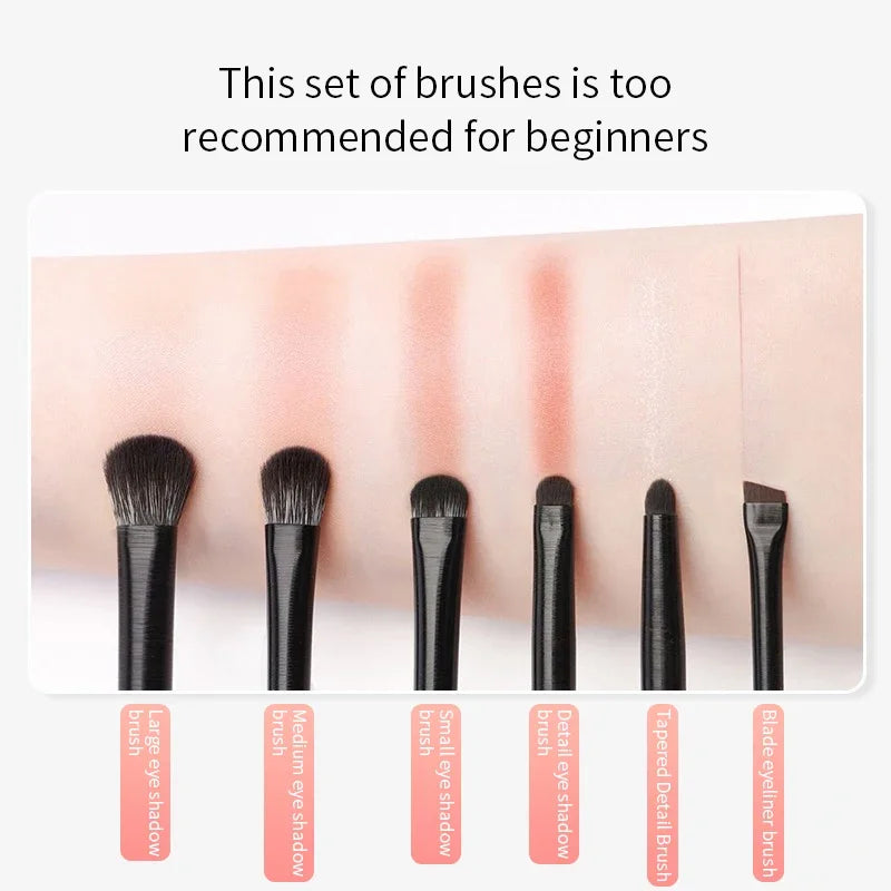Natural Eye Makeup Brush Set with Eyeliner, Eyebrow, Blending & Detail Brushes