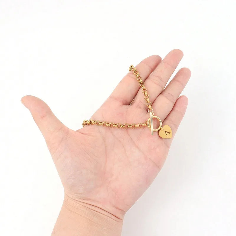 Heart Necklace for Women and Girls - 18K Gold Plated Stainless Steel Chunky Choker Chain Jewelry