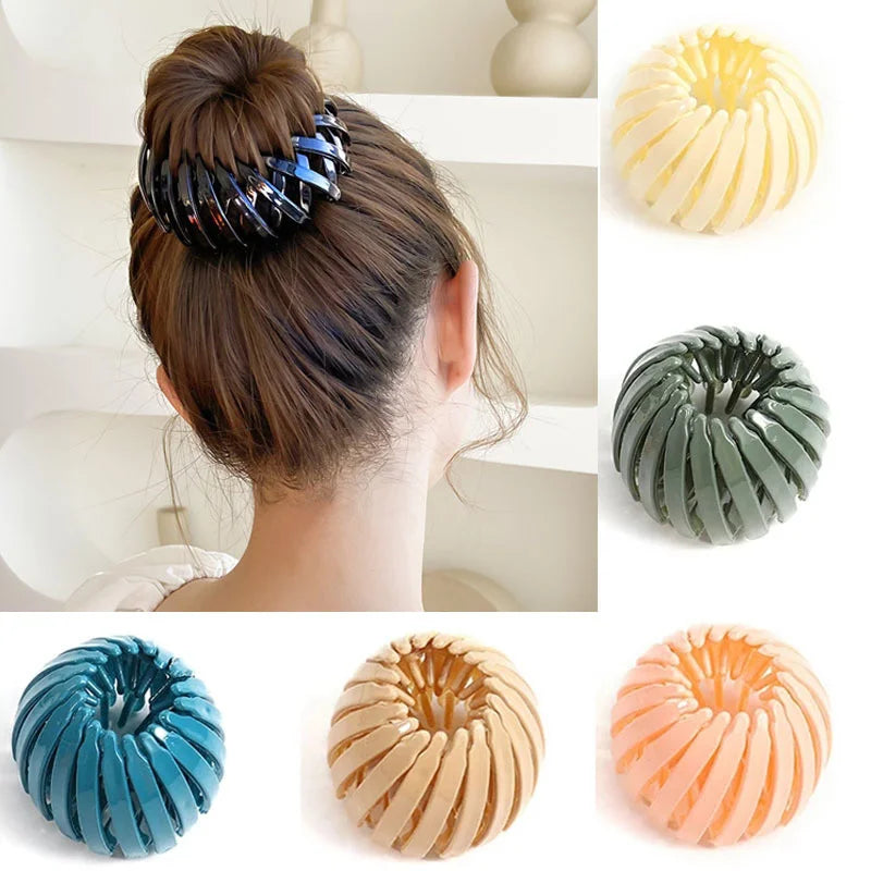 Women Bun Claw Clips Ponytail Hair Accessories Bird Nest Expandable Hair Claw