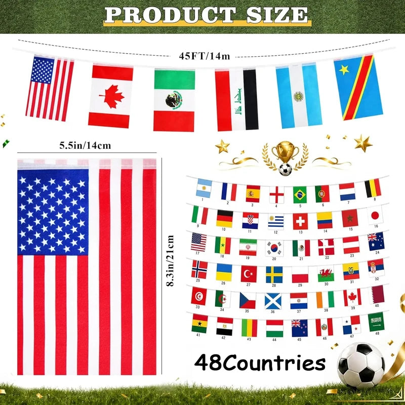 International World Flag Bunting Banner 45 Ft for Soccer Parties & Events