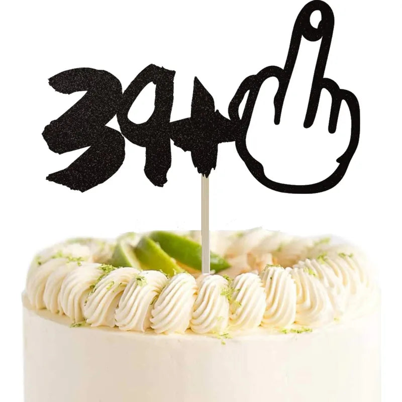 Black Glitter 40th Birthday Cake Decoration, Perfect for Anniversary & Party