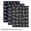 3pcs Metallic Flying Dragon Nail Stickers Halloween Nail Art Decals Gold Silver