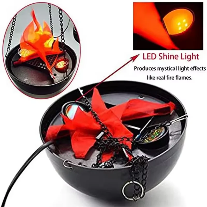 Halloween Fake Flame Lighting Prop - Haunted House Fire Basin with LED Flames