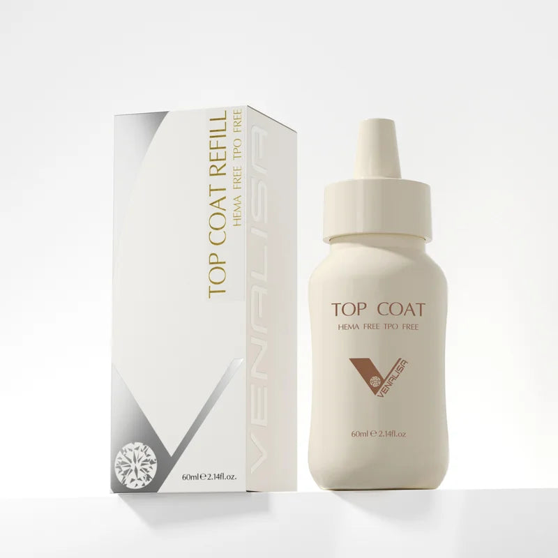 Diamond Long Wear Gel Top Coat 30/60ml Nail Refill & Glossy Finish - Anti Yellowing