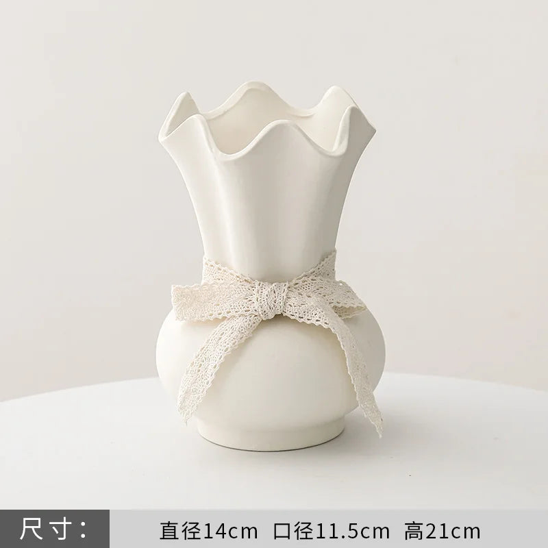 Chinese Style Ceramic Gradient Wide Mouth Vase for Home Decor, Flower Ware, 1Pc
