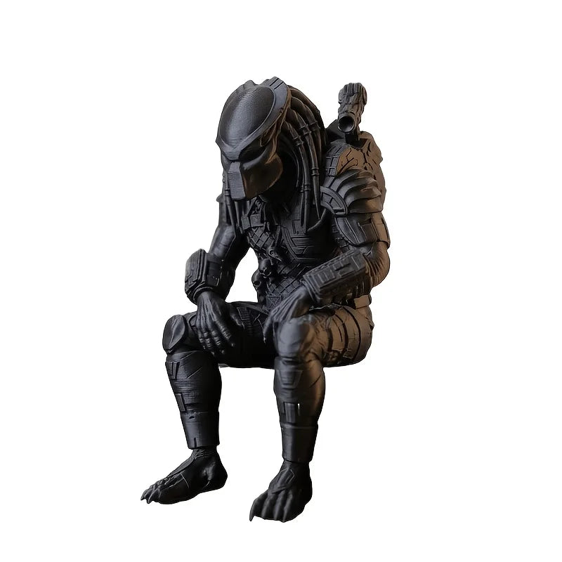 Interstellar Hunter Sci-Fi Alien Figurine - Dark Desktop Model Ornament