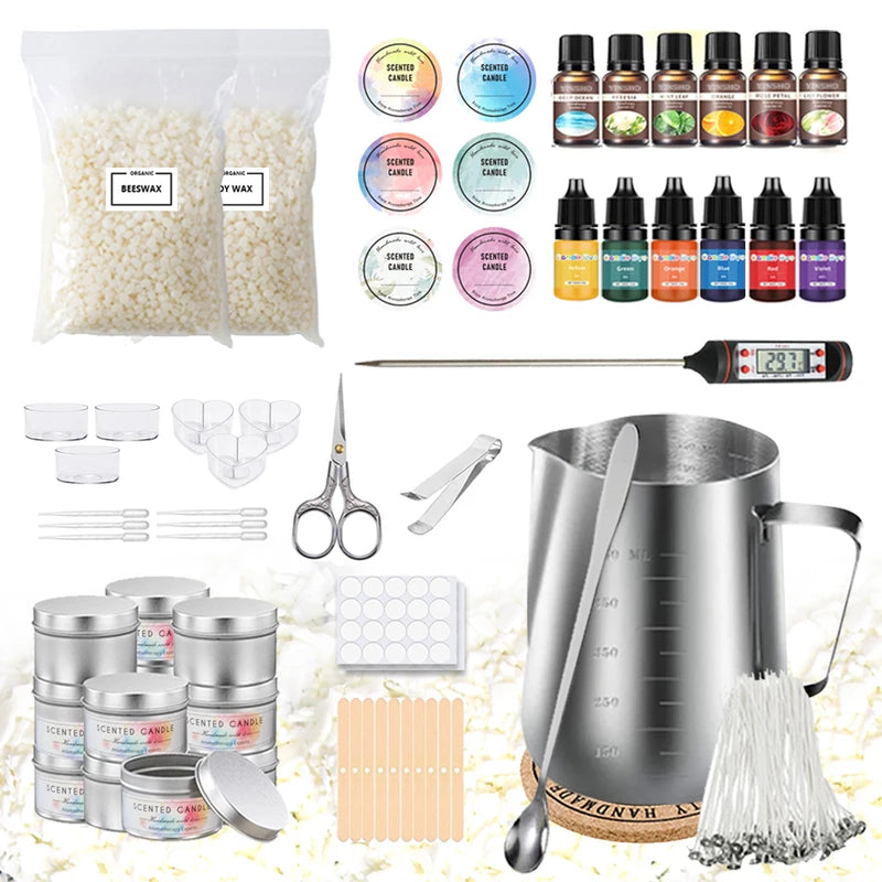 DIY Candle Making Kit with Soy Wax & Stainless Steel Melting Pot - Handmade Aromatherapy Supplies