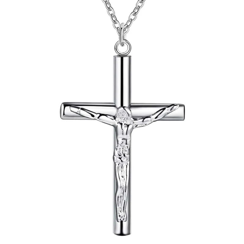 925 Sterling Silver Necklace Pendant Chain with Cross for Women Jewelry Gift