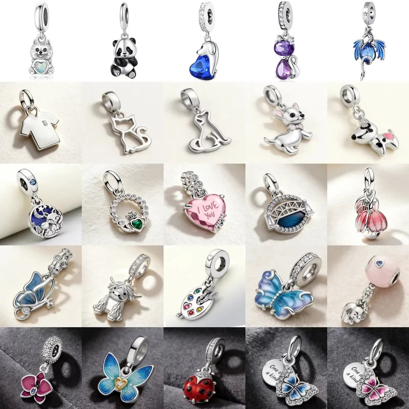 Animal Butterfly Flower Heart Ladybug Water Drop Enamel Pendant for DIY Jewelry