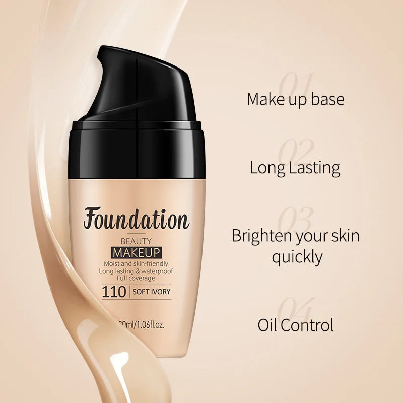 Liquid Foundation Makeup Waterproof Full Coverage BB Cream - Long Lasting Face Concealer