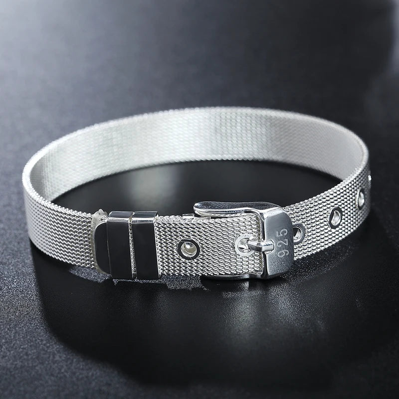 Luxury Sterling Silver Jewelry Watchband Chain Bracelet for Women - Wedding & Party Gift