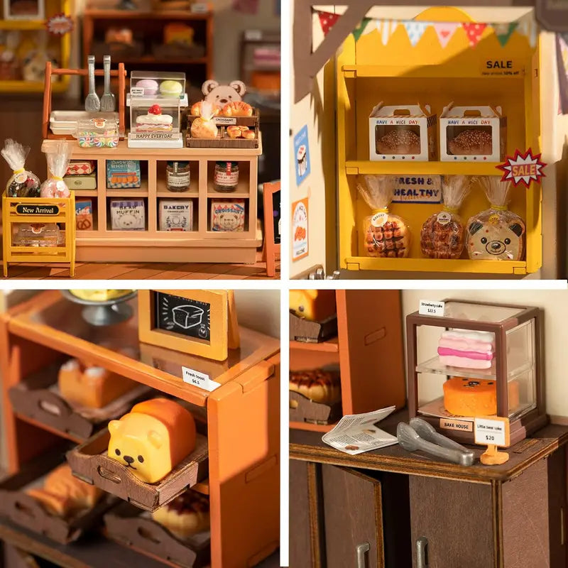 Miniature Dollhouse Kit Becka's Baking House - DIY Wooden Puzzle Decor Gift