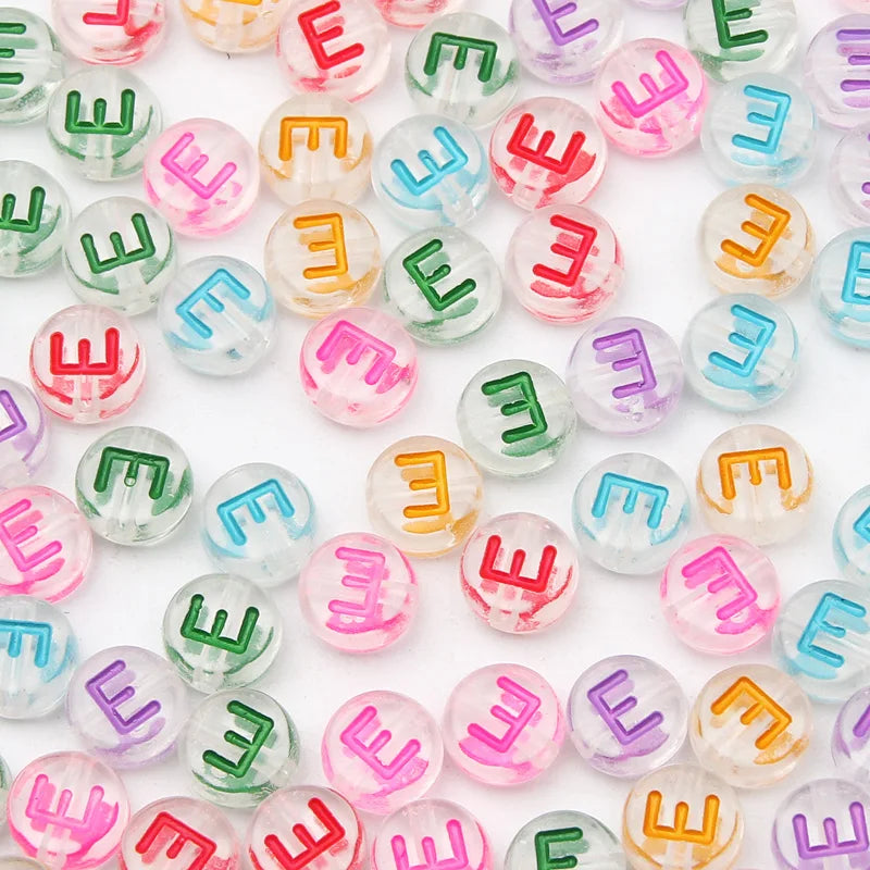 100Pcs Colorful Alphabet A-Z Acrylic Beads for Jewelry Making - Round Flat Spacer Beads