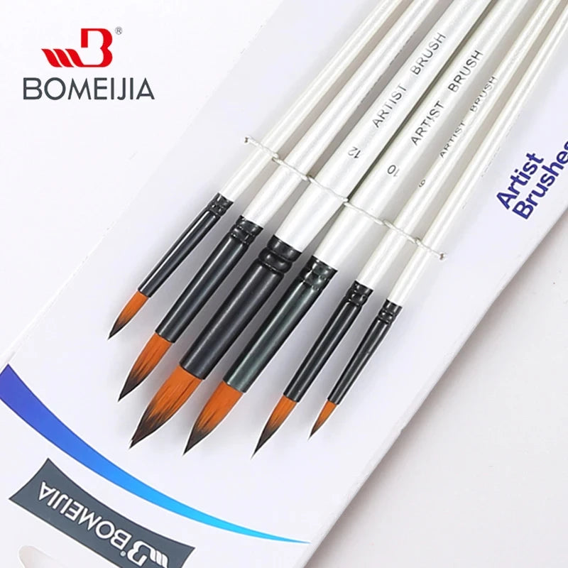 Paint Brushes Set - Round Flat Angle Filbert Watercolor Oil Gouache Art Supplies